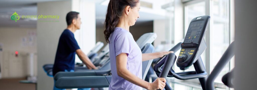 Woman exercising on a treadmill to support weight loss