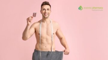 Man using weight loss pills