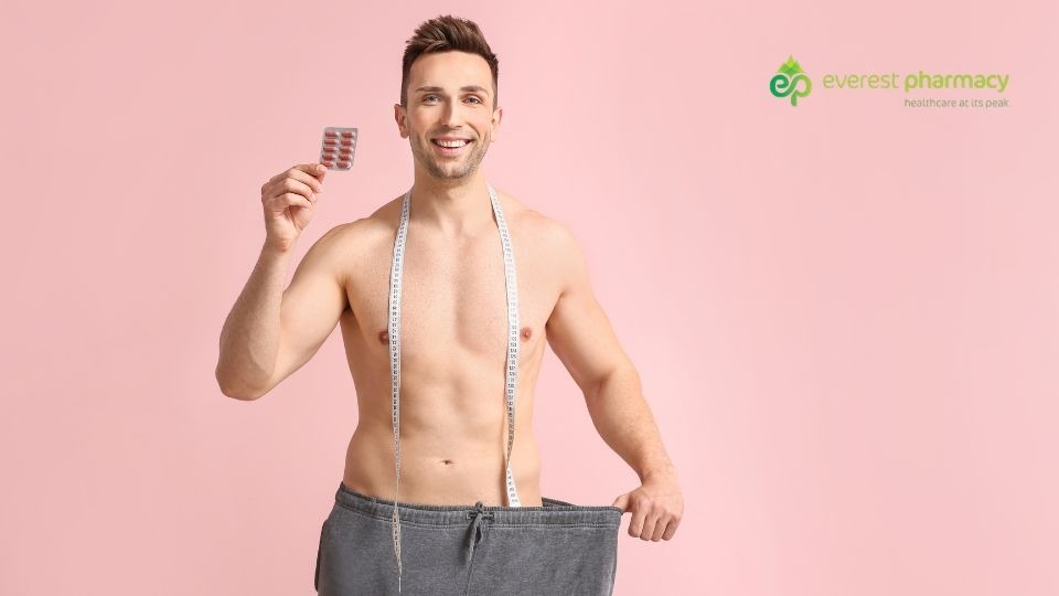 Man using weight loss pills